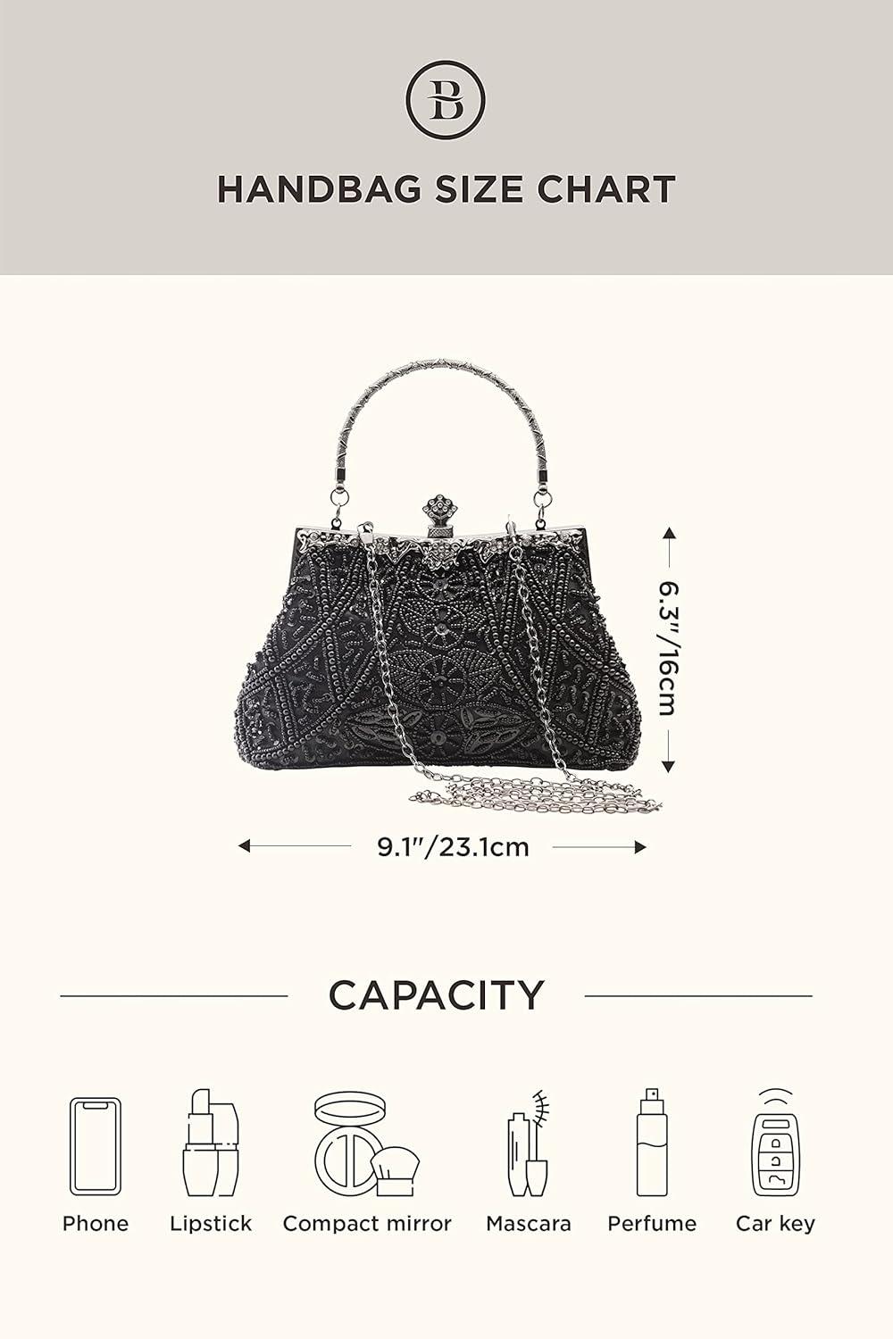 imageBABEYOND Evening Clutch Purses for Women  Vintage Evening Bag Accessories for Women Gatsby 1920s Beaded Sequin Pearl ClutchBlack