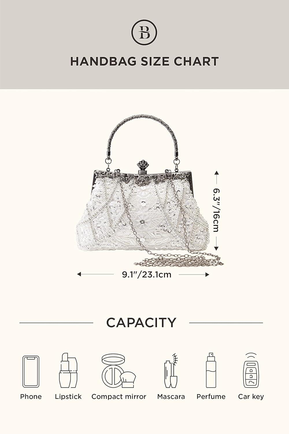 imageBABEYOND Evening Clutch Purses for Women  Vintage Evening Bag Accessories for Women Gatsby 1920s Beaded Sequin Pearl ClutchWhite