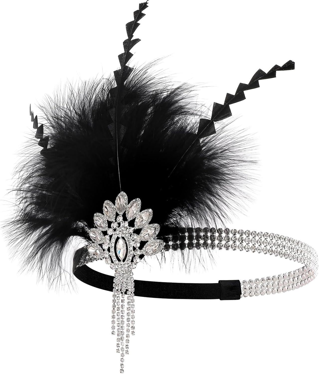 imageBABEYOND Flapper Headpiece for Women  Flapper Feather Headband 1920s Gatsby Headpiece Vintage Accessories for Women