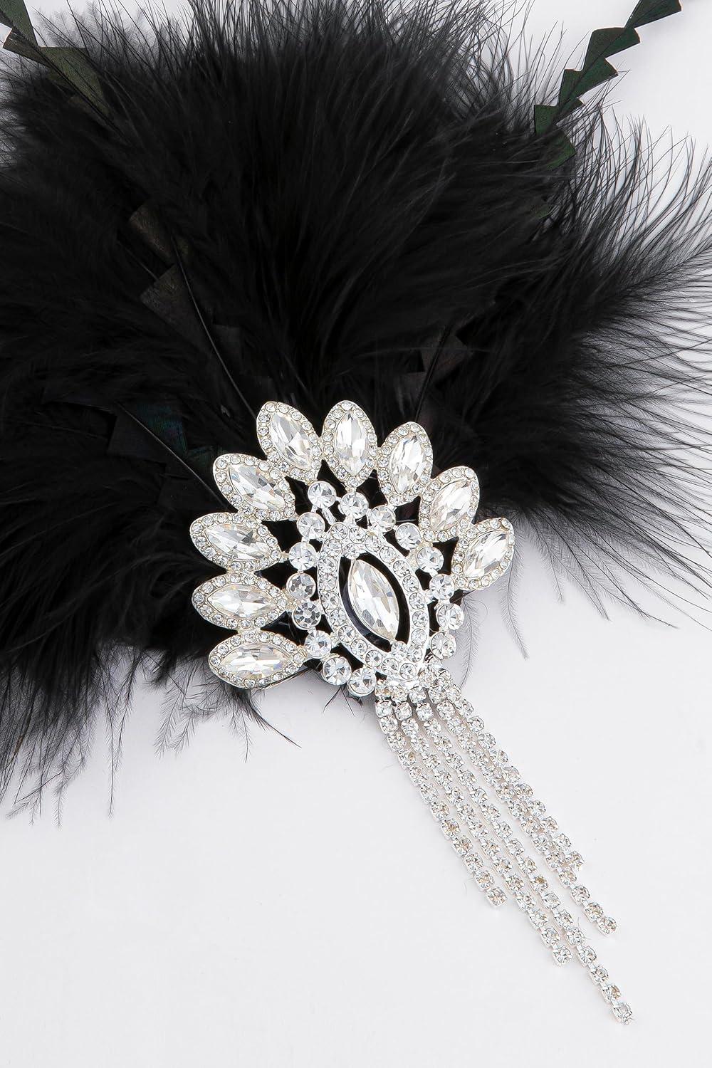 imageBABEYOND Flapper Headpiece for Women  Flapper Feather Headband 1920s Gatsby Headpiece Vintage Accessories for Women