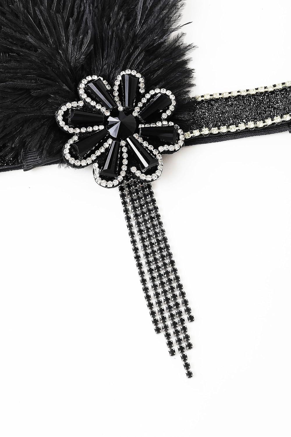 imageBABEYOND Flapper Headpiece for Women  Flapper Feather Headband 1920s Gatsby Headpiece Vintage Accessories for WomenBlack