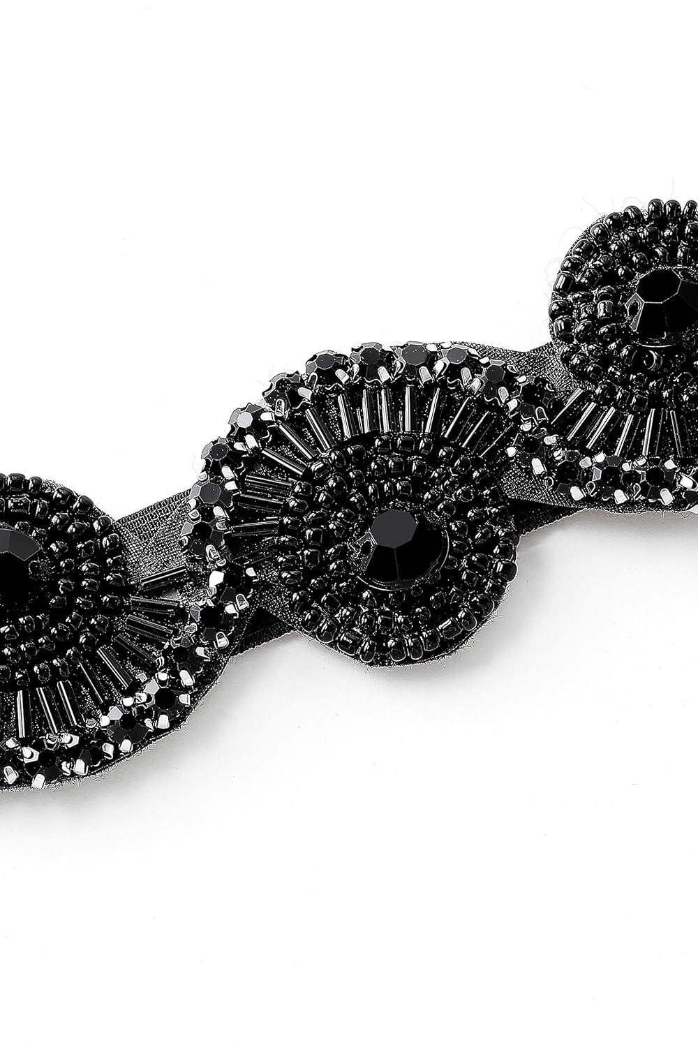 imageBABEYOND Flapper Headpiece for Women  Roaring 20s Headband 1920s Gatsby Headpiece Vintage Accessories for WomenBlack