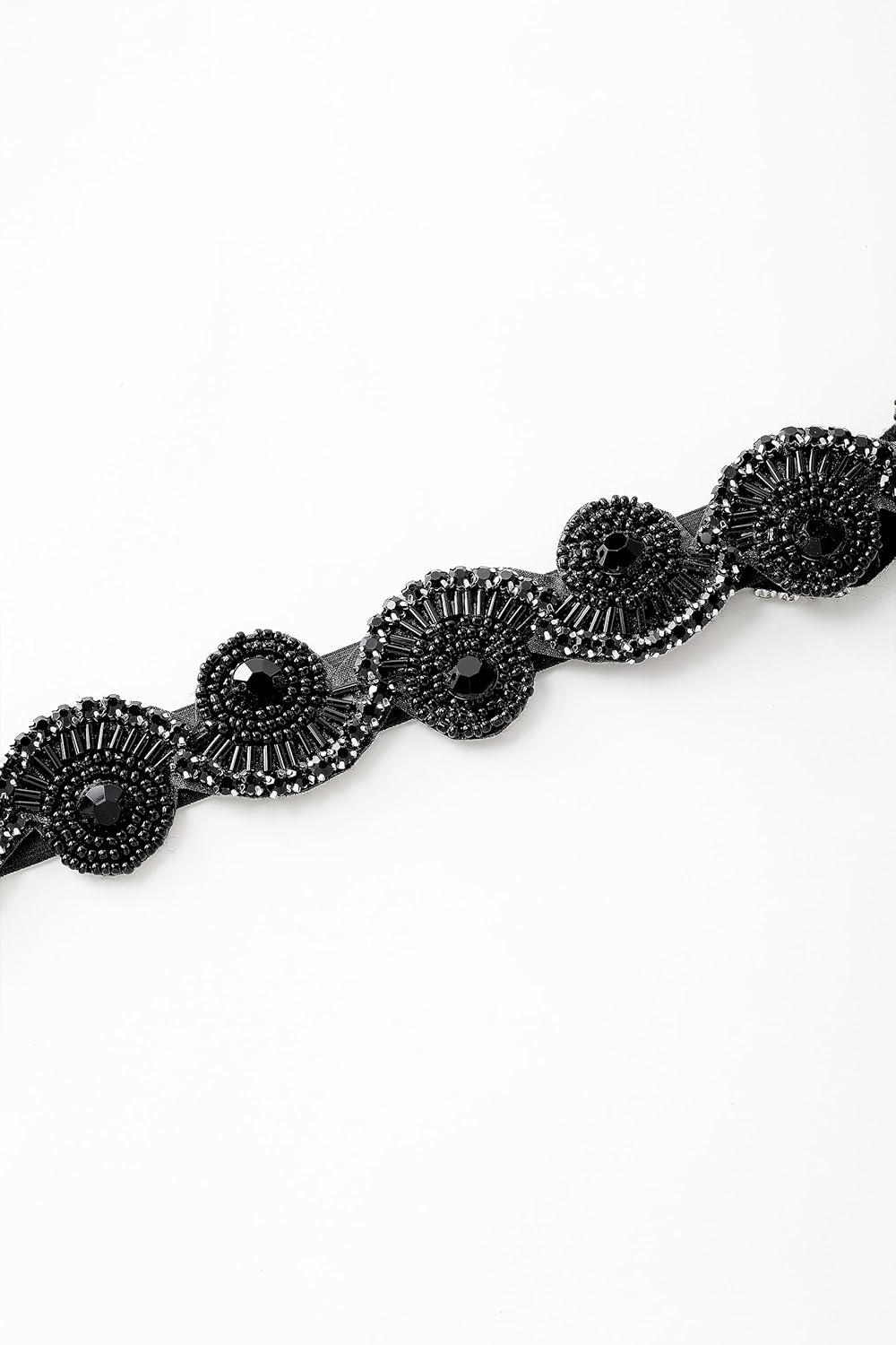 imageBABEYOND Flapper Headpiece for Women  Roaring 20s Headband 1920s Gatsby Headpiece Vintage Accessories for WomenBlack