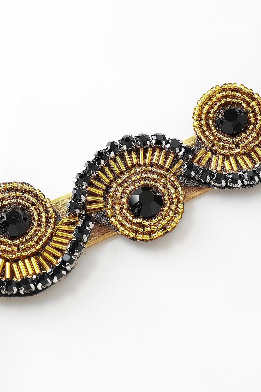 imageBABEYOND Flapper Headpiece for Women  Roaring 20s Headband 1920s Gatsby Headpiece Vintage Accessories for WomenBlack Gold