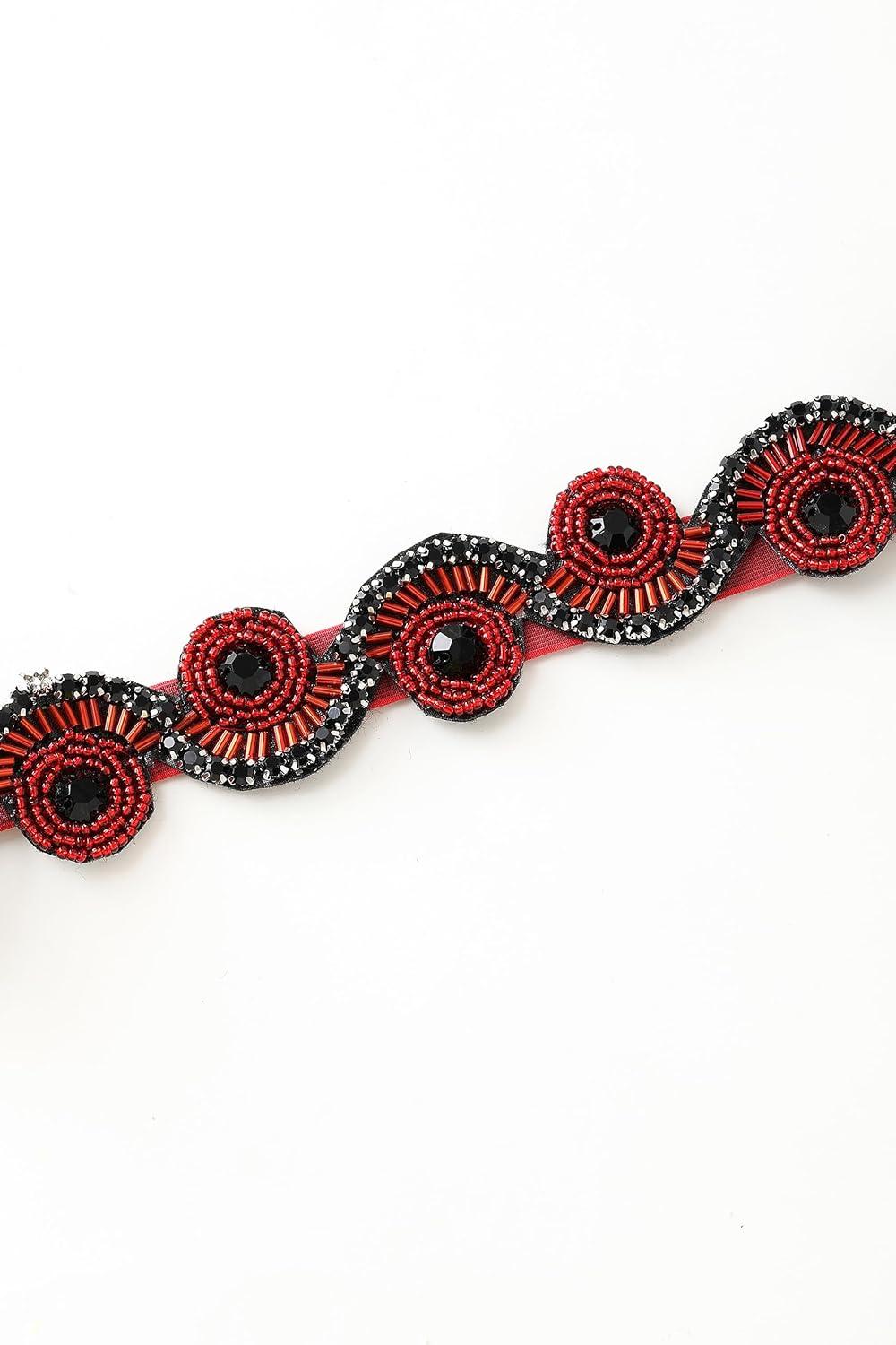 imageBABEYOND Flapper Headpiece for Women  Roaring 20s Headband 1920s Gatsby Headpiece Vintage Accessories for WomenBlack Red