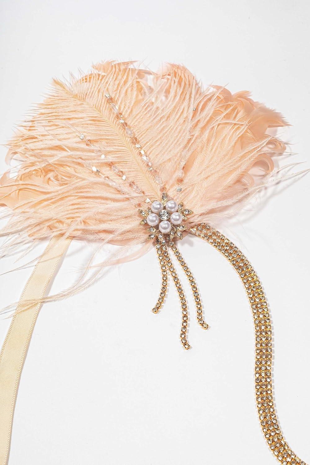 imageBABEYOND Flapper Headpiece for Women  Roaring 20s Headband 1920s Gatsby Headpiece Vintage Accessories for WomenChampagne