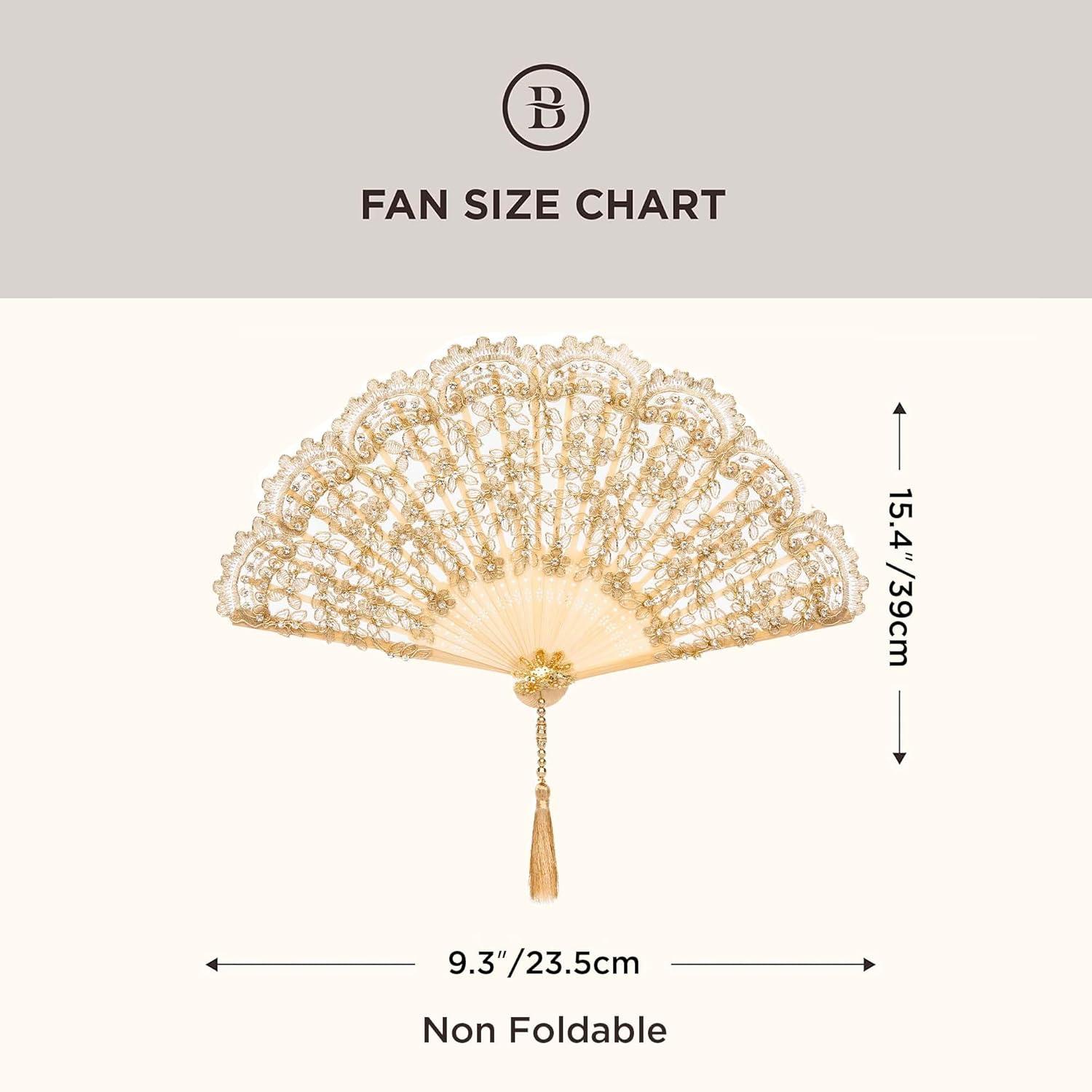 imageBABEYOND Lace Hand Fan NonFoldable Vintage Bridal Handheld Fans with Plastic Beads and Embroidered for Wedding Decoration Dancing PartyEgold