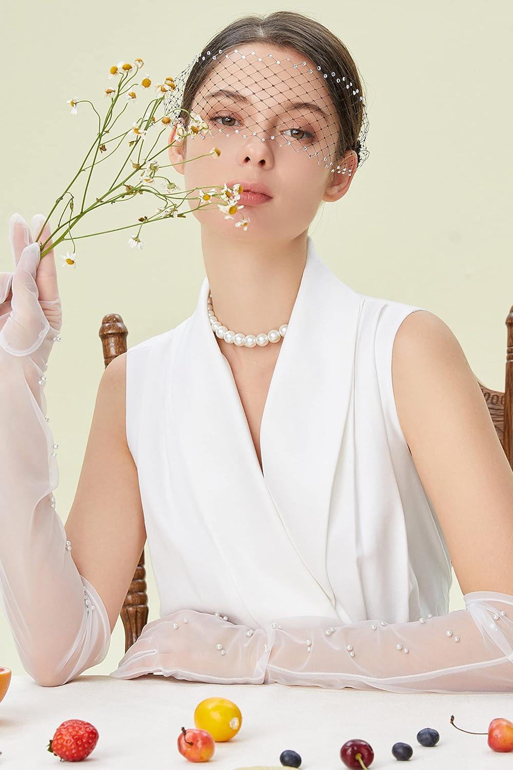 imageBABEYOND Womens Fascinator Headband  Vintage Tea Party Fascinator Veil for Bridal WeddingBlack