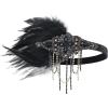 imageBABEYOND 1920s Accessories for Women  Flapper Feather Headband Headpiece for Women Pearl Bracelet Necklace GlovesBlack Gold