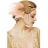 imageBABEYOND 1920s Accessories for Women  Flapper Feather Headband Headpiece for Women Pearl Bracelet Necklace GlovesChampagne