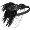 imageBABEYOND 1920s Accessories for Women  Flapper Headpiece Feather Great Gatsby Accessories for Women Pearl Necklace GlovesBlack