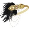 imageBABEYOND 1920s Accessories for Women  Flapper Headpiece Feather Great Gatsby Accessories for Women Pearl Necklace GlovesBlack Gold