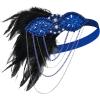imageBABEYOND 1920s Accessories for Women  Flapper Headpiece Feather Great Gatsby Accessories for Women Pearl Necklace GlovesBlue