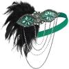 imageBABEYOND 1920s Accessories for Women  Flapper Headpiece Feather Great Gatsby Accessories for Women Pearl Necklace GlovesGreen