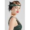 imageBABEYOND 1920s Accessories for Women  Flapper Headpiece Feather Great Gatsby Accessories for Women Pearl Necklace GlovesGreen