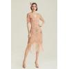 imageBABEYOND 1920s Art Deco Fringed Sequin Dress Roaring 20s Flapper Fancy DressApricot