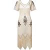 imageBABEYOND 1920s Art Deco Fringed Sequin Dress Roaring 20s Flapper Fancy DressBeige