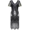 imageBABEYOND 1920s Art Deco Fringed Sequin Dress Roaring 20s Flapper Fancy DressBlack Silver