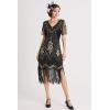 imageBABEYOND 1920s Art Deco Fringed Sequin Dress Roaring 20s Flapper Fancy DressBlack and Gold