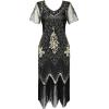 imageBABEYOND 1920s Art Deco Fringed Sequin Dress Roaring 20s Flapper Fancy DressBlack and Gold