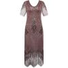 imageBABEYOND 1920s Art Deco Fringed Sequin Dress Roaring 20s Flapper Fancy DressBrown