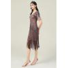 imageBABEYOND 1920s Art Deco Fringed Sequin Dress Roaring 20s Flapper Fancy DressBrown