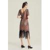 imageBABEYOND 1920s Art Deco Fringed Sequin Dress Roaring 20s Flapper Fancy DressCoral Gold