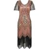 imageBABEYOND 1920s Art Deco Fringed Sequin Dress Roaring 20s Flapper Fancy DressCoral Gold