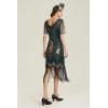 imageBABEYOND 1920s Art Deco Fringed Sequin Dress Roaring 20s Flapper Fancy DressDark Green