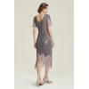 imageBABEYOND 1920s Art Deco Fringed Sequin Dress Roaring 20s Flapper Fancy DressGray