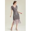 imageBABEYOND 1920s Art Deco Fringed Sequin Dress Roaring 20s Flapper Fancy DressGray