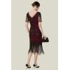 imageBABEYOND 1920s Art Deco Fringed Sequin Dress Roaring 20s Flapper Fancy DressRed and Black