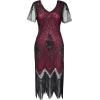 imageBABEYOND 1920s Art Deco Fringed Sequin Dress Roaring 20s Flapper Fancy DressRed and Black