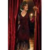 imageBABEYOND 1920s Art Deco Fringed Sequin Dress Roaring 20s Flapper Fancy DressRed and Black