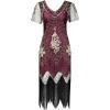 imageBABEYOND 1920s Art Deco Fringed Sequin Dress Roaring 20s Flapper Fancy DressRed and Gold