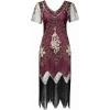 imageBABEYOND 1920s Art Deco Fringed Sequin Dress Roaring 20s Flapper Fancy DressRed and Gold