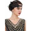 imageBABEYOND 1920s Flapper Accessories Great Gatsby Costume Accessories 20s Flapper Headband Pearl Necklace Gloves Plastic HolderBlack