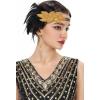 imageBABEYOND 1920s Flapper Accessories Great Gatsby Costume Accessories 20s Flapper Headband Pearl Necklace Gloves Plastic HolderBlack Gold