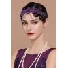 imageBABEYOND 1920s Flapper Headpiece Roaring 20s Headband Great Gatsby Headband Chain for Women Vintage Hair AccessoryPurple