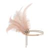 imageBABEYOND 1920s Headpiece Flapper Headband Rhinestone Pearl Feather Hair Band Great Gatsby Headpiece Accessoreis for WomenChampagne