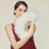 imageBABEYOND 1920s Marabou Feather Fan  Vintage Handheld Fan Bridal Feather Bouquet Bridesmaids Fan for Wedding YellowWhite
