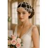 imageBABEYOND 1920s Pearl Flapper Cap Headpiece Roaring 20s Gatsby Pearl Head Chain WeddingWhite