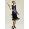 imageBABEYOND 1920s Vintage Peacock Sequined Dress Gatsby Fringed Flapper Dress Roaring 20s Party DressBlue With Black Fringe