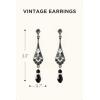 imageBABEYOND 1920s Vintage Wedding Pearl Dangle Drop Earrings Art Deco Gatsby EarringsBlack