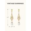 imageBABEYOND 1920s Vintage Wedding Pearl Dangle Drop Earrings Art Deco Gatsby EarringsStyle 5Gold