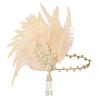 imageBABEYOND Art Deco 1920s Flapper Great Gatsby Inspired Leaf Medallion Pearl Headband Black FeatherChampagne
