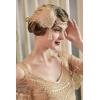 imageBABEYOND Art Deco 1920s Flapper Great Gatsby Inspired Leaf Medallion Pearl Headband Black FeatherChampagne