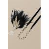 imageBABEYOND Art Deco 1920s Flapper Great Gatsby Inspired Leaf Medallion Pearl Headband Black FeatherGold