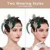 imageBABEYOND Art Deco 1920s Flapper Great Gatsby Inspired Leaf Medallion Pearl Headband Black FeatherGreen