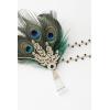 imageBABEYOND Art Deco 1920s Flapper Great Gatsby Inspired Leaf Medallion Pearl Headband Black FeatherGreen